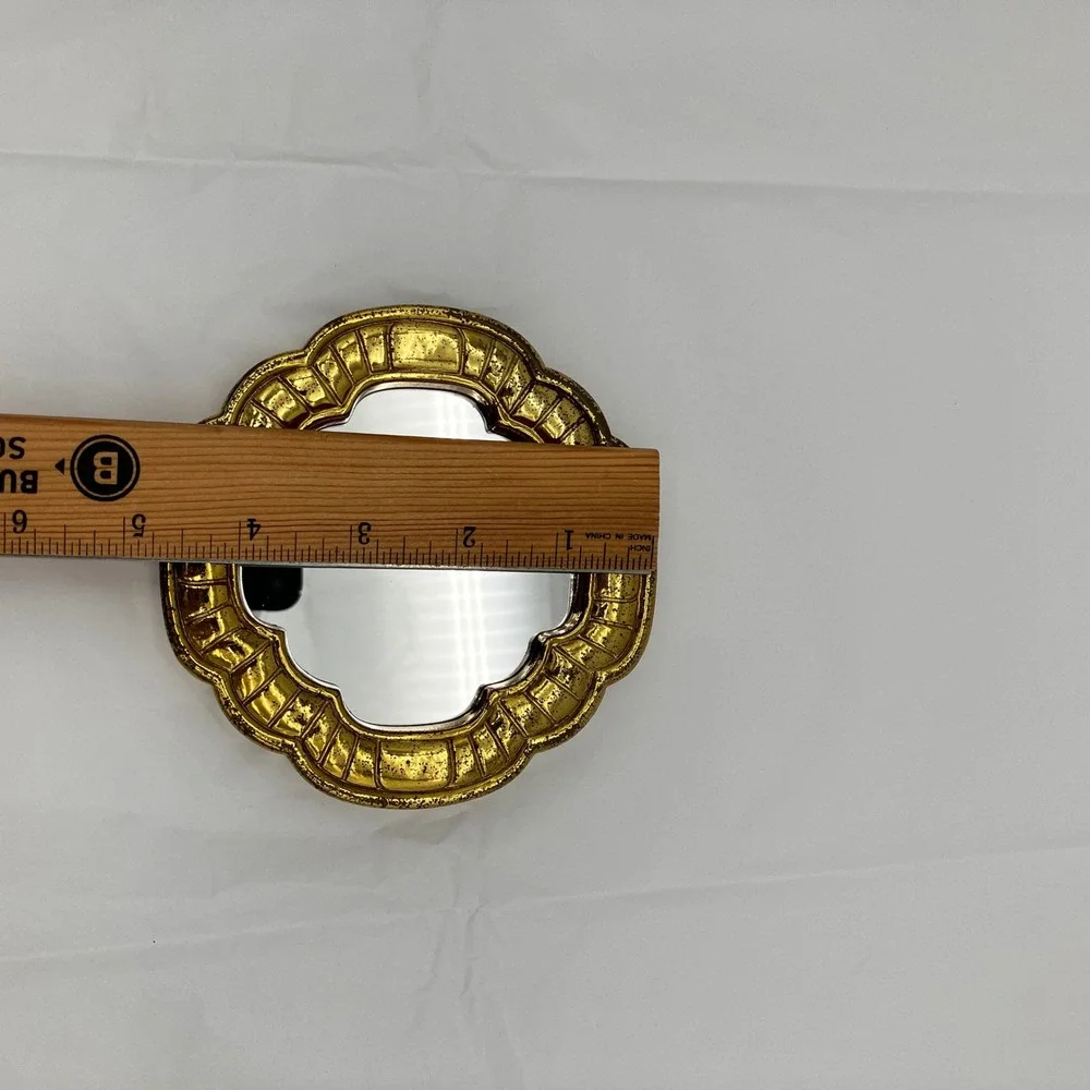 Wall Mirror Scalloped 5.5in Gold Antique Finish Decorative Accent